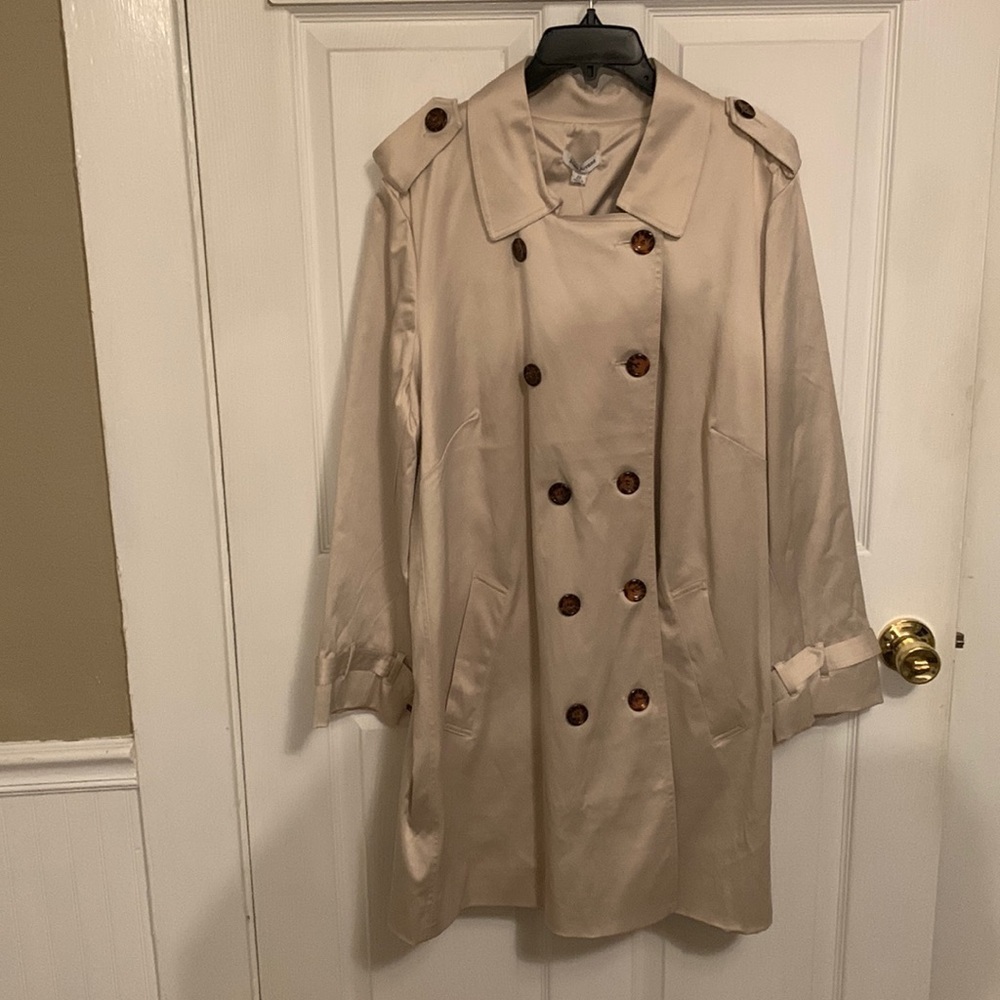 NEW Joan Rivers Classic Double~Breasted Trench Coat Belted Collar SZ 2X